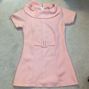 Adorable vintage pink belt mini dress